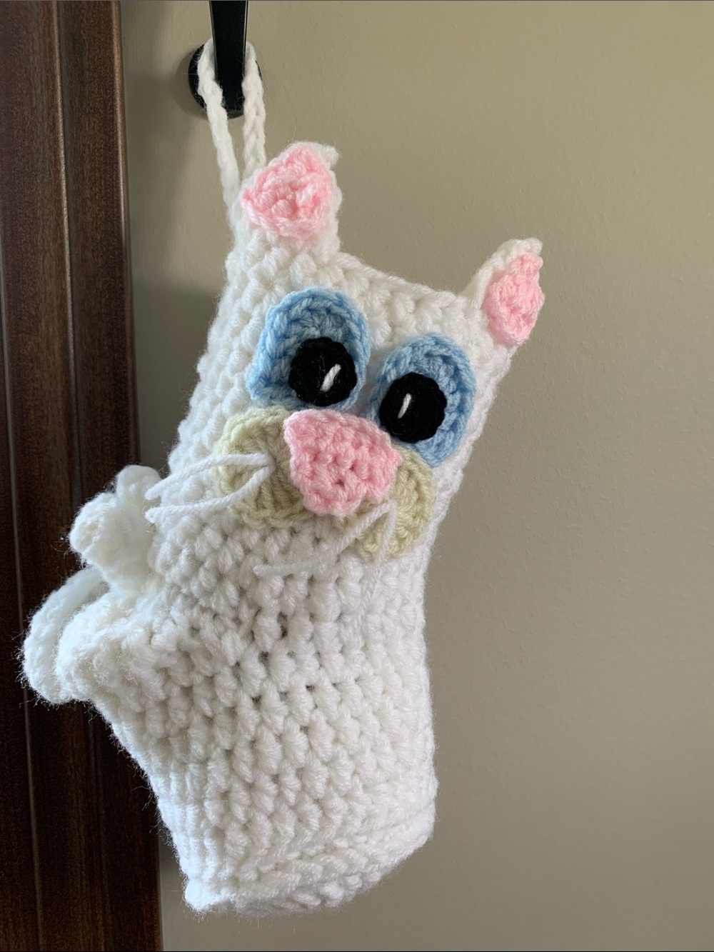 Handmade White Cat Stocking